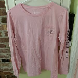 Vineyard Vines Pink Long Sleeve Pocket Shirt